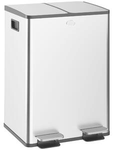 HOMCOM 2x20L-es Dupla Pedálos Kuka, Csendesen Záródó Fedéllel, 45,8x36x51,6 cm, Ezüst