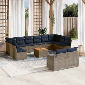 VidaXL 13 részes szürke polyrattan kerti ülőgarnitúra párnákkal
