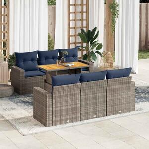 VidaXL 7 részes szürke polyrattan kerti ülőgarnitúra párnákkal