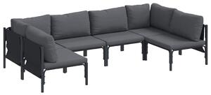 VidaXL Kerti Kanapé Szett párnával 6 pcs Fekete Acél