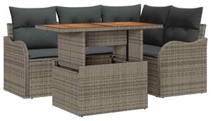 VidaXL Kerti Kanapé Szett tárolóval 5 pcs Szürke Poli rattan