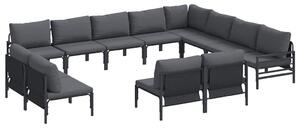 VidaXL Kerti Kanapé Szett párnával 12 pcs Fekete Acél