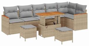VidaXL Kerti Kanapé Szett 9 pcs Bézs polirattan