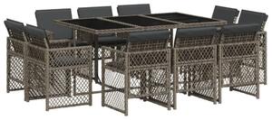 VidaXL 11 részes szürke polyrattan kerti ülőgarnitúra párnákkal