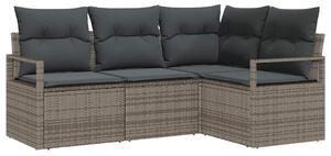 VidaXL Kanapé Szett párnával tárolóval 4 pcs Szürke polirattan