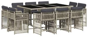 VidaXL 11 részes világosszürke polyrattan kerti ülőgarnitúra párnákkal