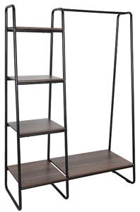 Polc 4 polccal mdf dió és fekete fém Robyn 101x40x150 cm