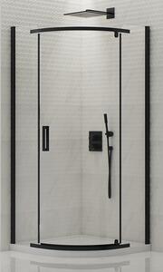 New Trendy New Komfort Black zuhanykabin 80x80 cm félkör alakú fekete félmatt/átlátszó üveg K-0468