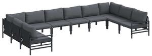 VidaXL Kerti Kanapé Szett párnával 10 pcs Fekete Acél