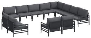 VidaXL Kerti Kanapé Szett párnával 12 pcs Fekete Acél
