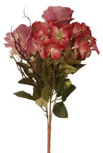 Rózsák és Hortenzia csokor rózsaszín 44cm művirág