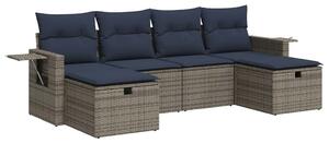 VidaXL 6 részes szürke polyrattan kerti ülőgarnitúra párnákkal