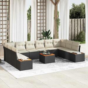 VidaXL Kerti Kanapé Szett 11 pcs Fekete és krémszínű 344 x 209 x 85 cm