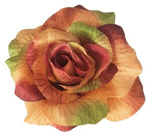 Rózsa virágfej 3D O 10cm zöld és barna művirág