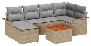 VidaXL Kerti Kanapé Szett 7 pcs Beige és Világosszürke polirattan
