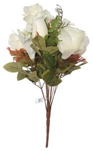 Mesterséges csokor Rózsa és liliom x12 48cm fehér