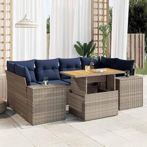 VidaXL 7 részes szürke polyrattan kerti ülőgarnitúra párnákkal