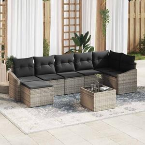 VidaXL Kanapé Szett párnával 8 pcs Szürke polirattan