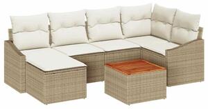 VidaXL Kerti Kanapé Szett tárolóval 7 pcs Beige és krém polirattan