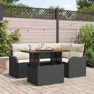 VidaXL Kerti Kanapé Szett tárolóval 5 pcs Fekete Poli rattan