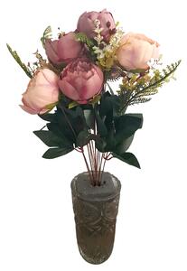 Exclusive Bazsarózsa csokor x11 50cm lila és rózsaszín művirág