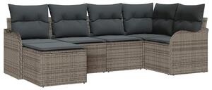 VidaXL Kerti Kanapé Szett párnával 6 pcs Szürke Poli rattan