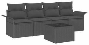 VidaXL Kerti Kanapé Szett párnával tárolóval 5 pcs Fekete polirattan