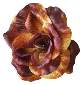 Rózsa virágfej 3D O 10cm Barna és bordó művirág