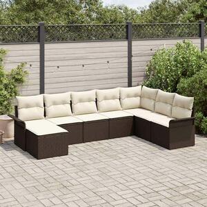 VidaXL Kerti Kanapé Szett párnával 8 pcs Barna polirattan