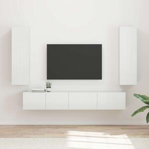 TV szekrény garnitúra 3 pcs Magas Fényű Fehér Faanyag
