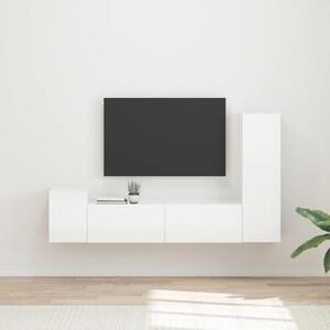 TV szekrény garnitúra 4 pcs Magas Fényű Fehér Faanyag