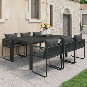 VidaXL 7 részes fekete PVC rattan kerti étkezőgarnitúra