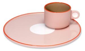 Greta rózsaszín agyagkerámia csésze és tányér, 250 ml - Remember