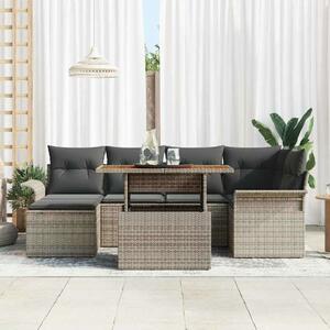 VidaXL Kerti Kanapé Szett tárolóval 7 pcs Szürke Poli rattan