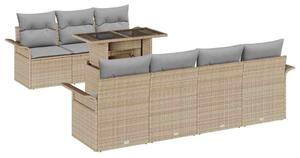 VidaXL Kerti Kanapé Szett párnával tárolóval 8 pcs Bézs Poli rattan