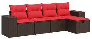 VidaXL 5 részes barna polyrattan kerti ülőgarnitúra párnával