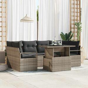 VidaXL Kerti Kanapé Szett tárolóval 7 pcs Szürke Poli rattan