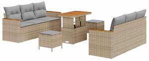 VidaXL Kerti Kanapé Szett 11 pcs Beige és Világosszürke polirattan