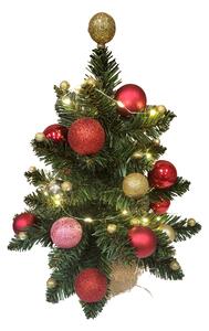 Karácsonyi labdákkal és fényekkel díszített mesterséges karácsonyfa 42cm