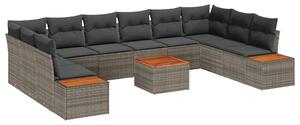 VidaXL Kerti Kanapé Szett párnával 11 pcs Szürke Poli rattan