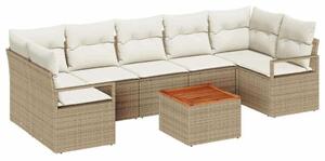 VidaXL Kerti Kanapé Szett tárolóval 8 pcs Beige és krém polirattan