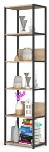 AKORD LOFT Ipari Stílusú Regál 50 cm Fém Váz Laminált Polcok Fekete/Sonoma Tölgy 6 Polcos