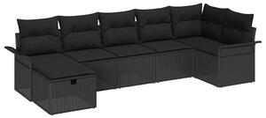 Kerti Kanapé Szett párnával tárolóval 7 pcs Fekete Poli rattan