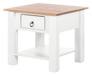 Klein fehér dohányzóasztal fenyőfából natúr asztallappal - Støraa