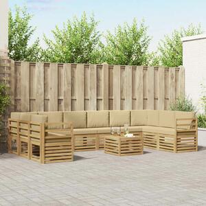 VidaXL Kültéri kanapé szett 11 pcs Fehér és Bézs 59 x 59 x 37 cm