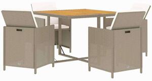 Polyrattan Kerti Étkezőgarnitúra - 5 részes - Bézs