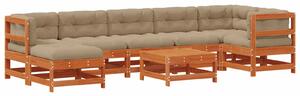 VidaXL Kerti lounge szett 8 pcs Viaszbarna Tömör Fenyőfa