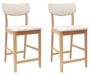 VidaXL Étkező Székek 2 pcs Természetes 48 x 49 x 95 cm Tömör Gumi Fa
