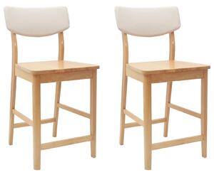 VidaXL Étkező Székek 2 pcs Természetes 48 x 49 x 95 cm Tömör Gumi Fa