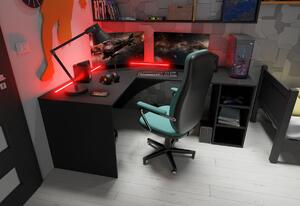 CARBON sarok számítógépasztal + LED, 185x74x135, fekete, jobb